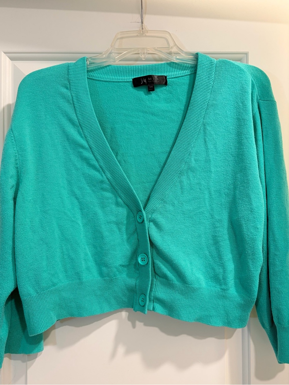Vibrant Teal Cropped Button-Front Women's Sweater